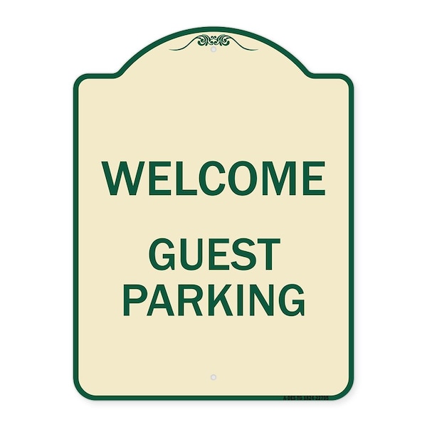 Welcome Guest Parking Heavy-Gauge Aluminum Architectural Sign, 24" x 18", TG-1824-22705